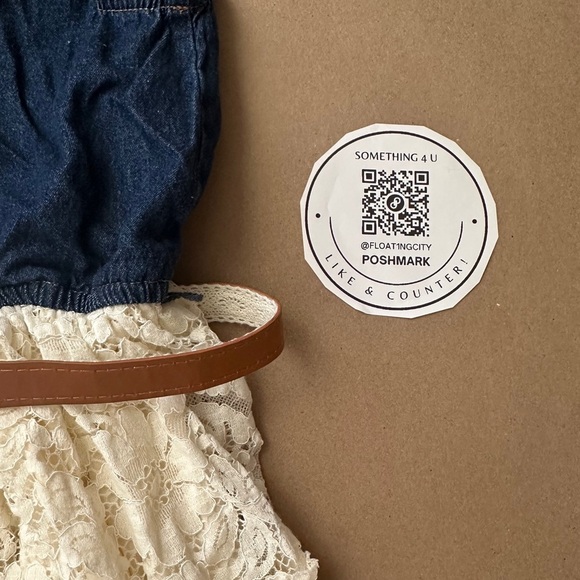 Belted Denim and Lace Vest Dress SUGAR SIZE XL (GIRLS) - Picture 2 of 5